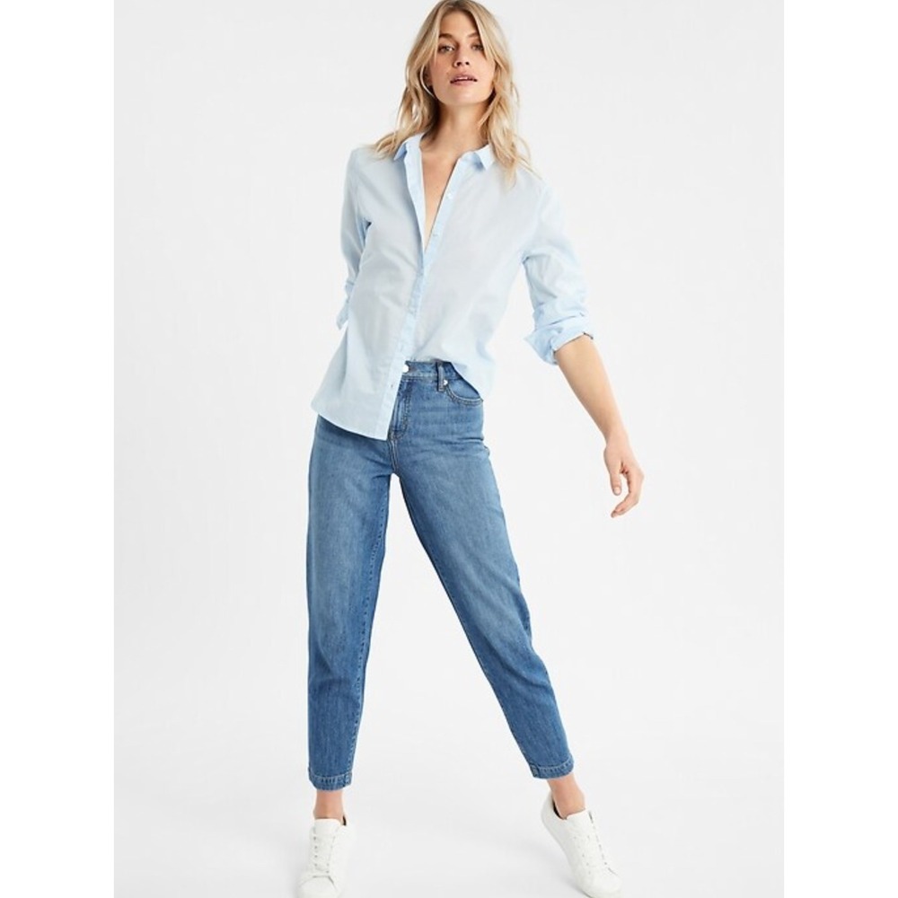 Banana Republic Factory Barrel Jean Medium Wash High Rise Ankle Size 31/12